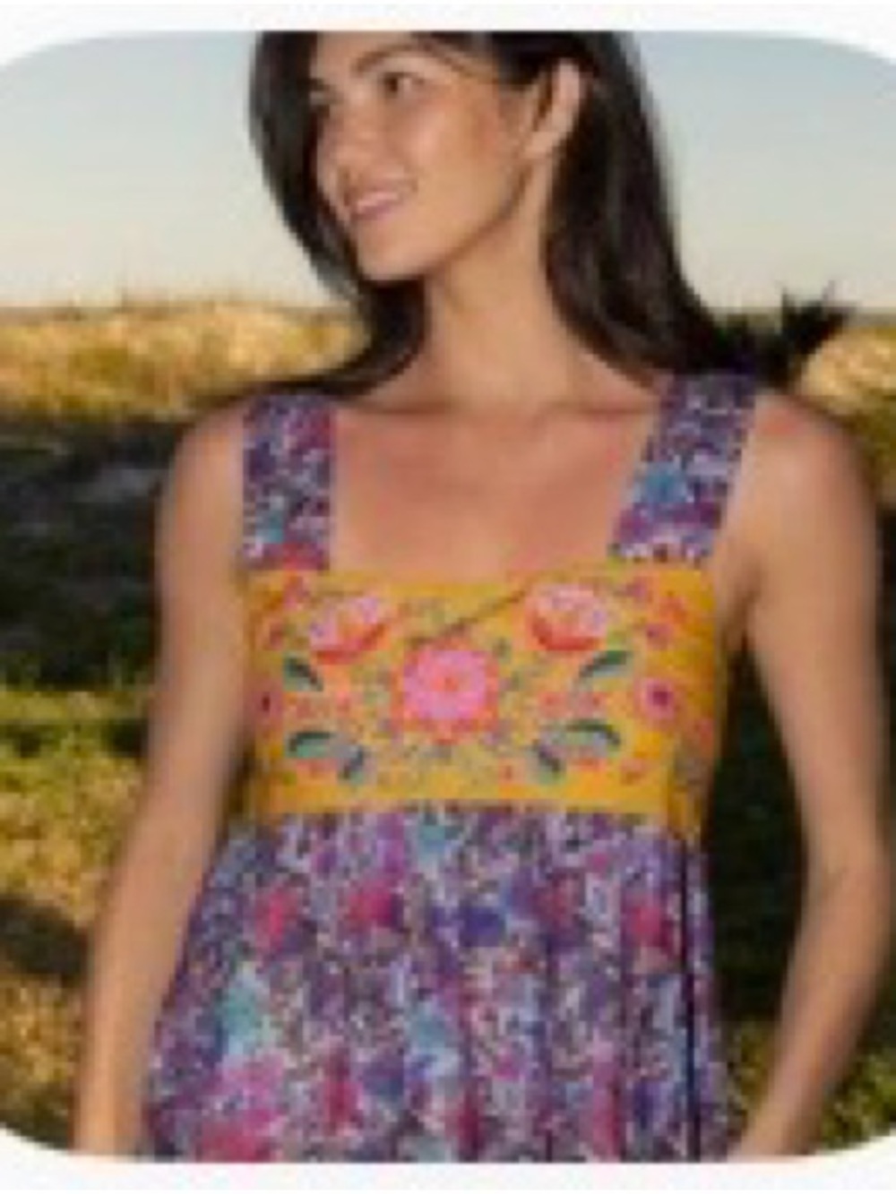 NATURAL LIFE Mustard Floral Patsy Top in Purple Daisies
